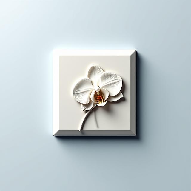 White Orchid 3D Relief Panel